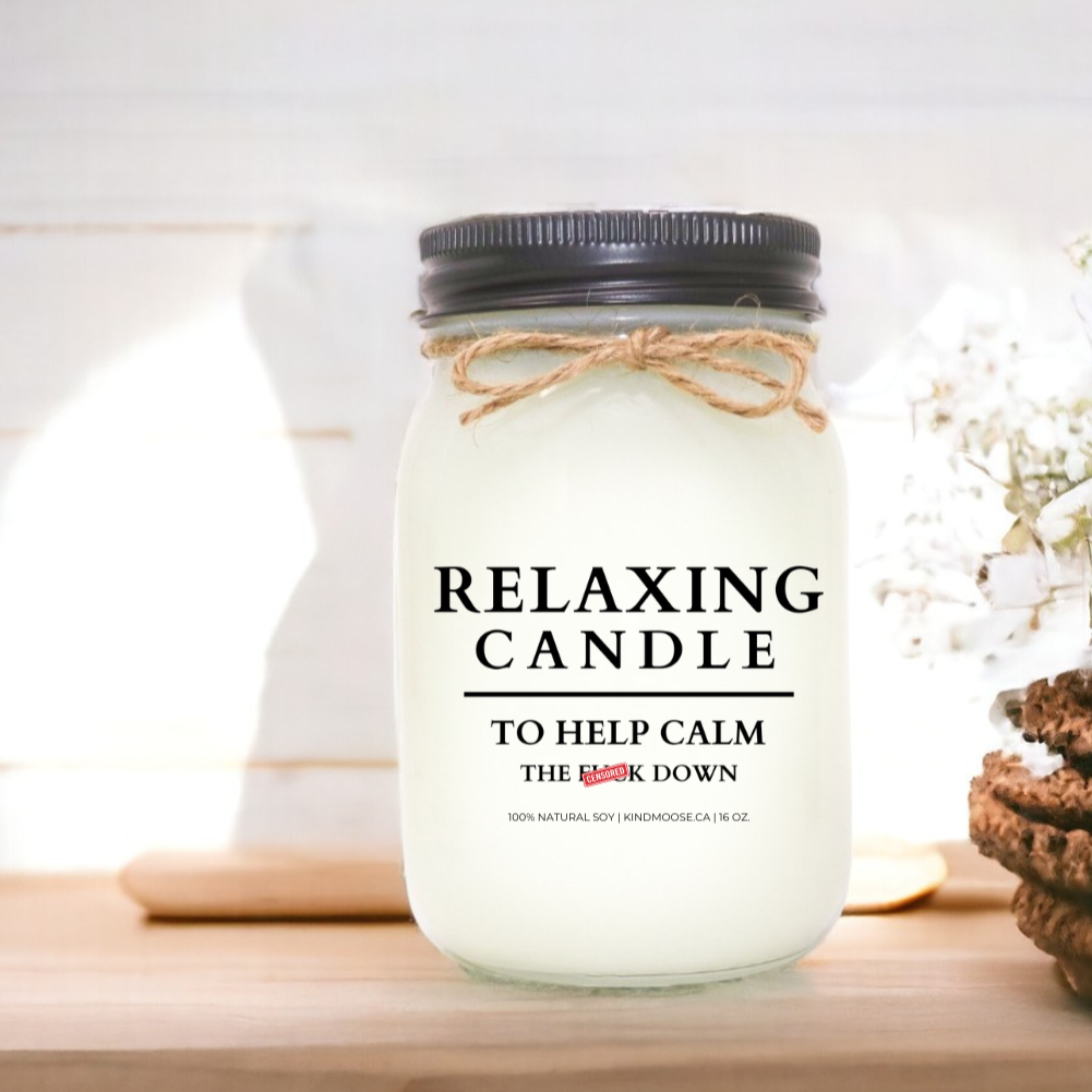 Black Mason Jar Soy Candle - 16 oz  Relaxing Candle, To Help You Calm The Fuck Down