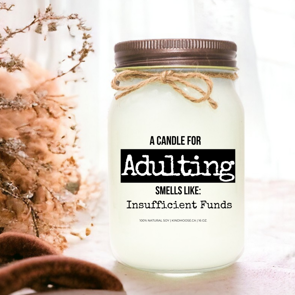 KINDMOOSE CANDLE CO 16 oz Candle Apple Pie / Black Adulting:  Infused with insufficient funds - Black Lid