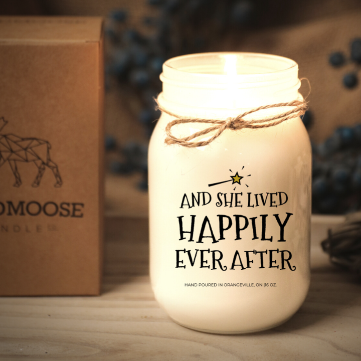 KINDMOOSE CANDLE CO 16 oz Candle And She Lived Happily Ever After And She Lived Happily Ever After - Divorce Gifts