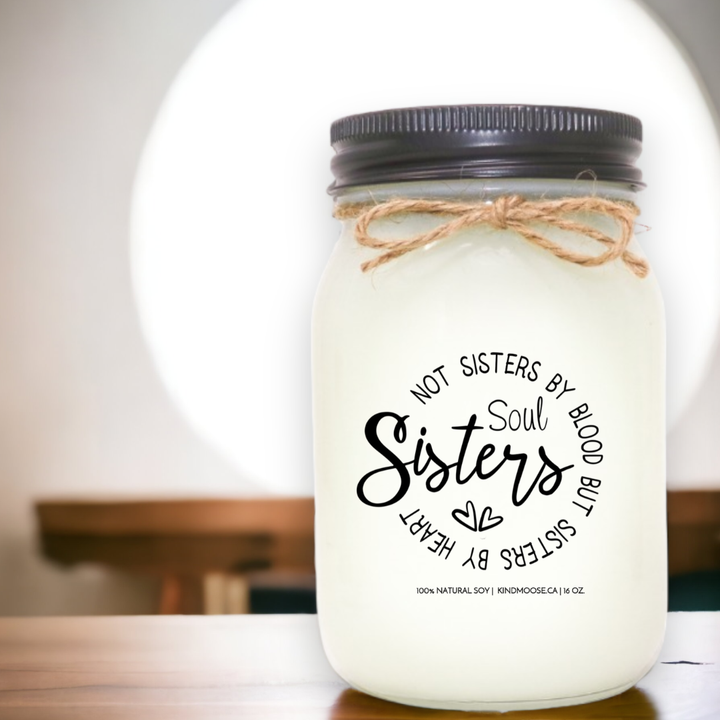 KINDMOOSE CANDLE CO 16 oz Candle Apple Harvest / Black Not Sisters By Blood But Sisters By Heart