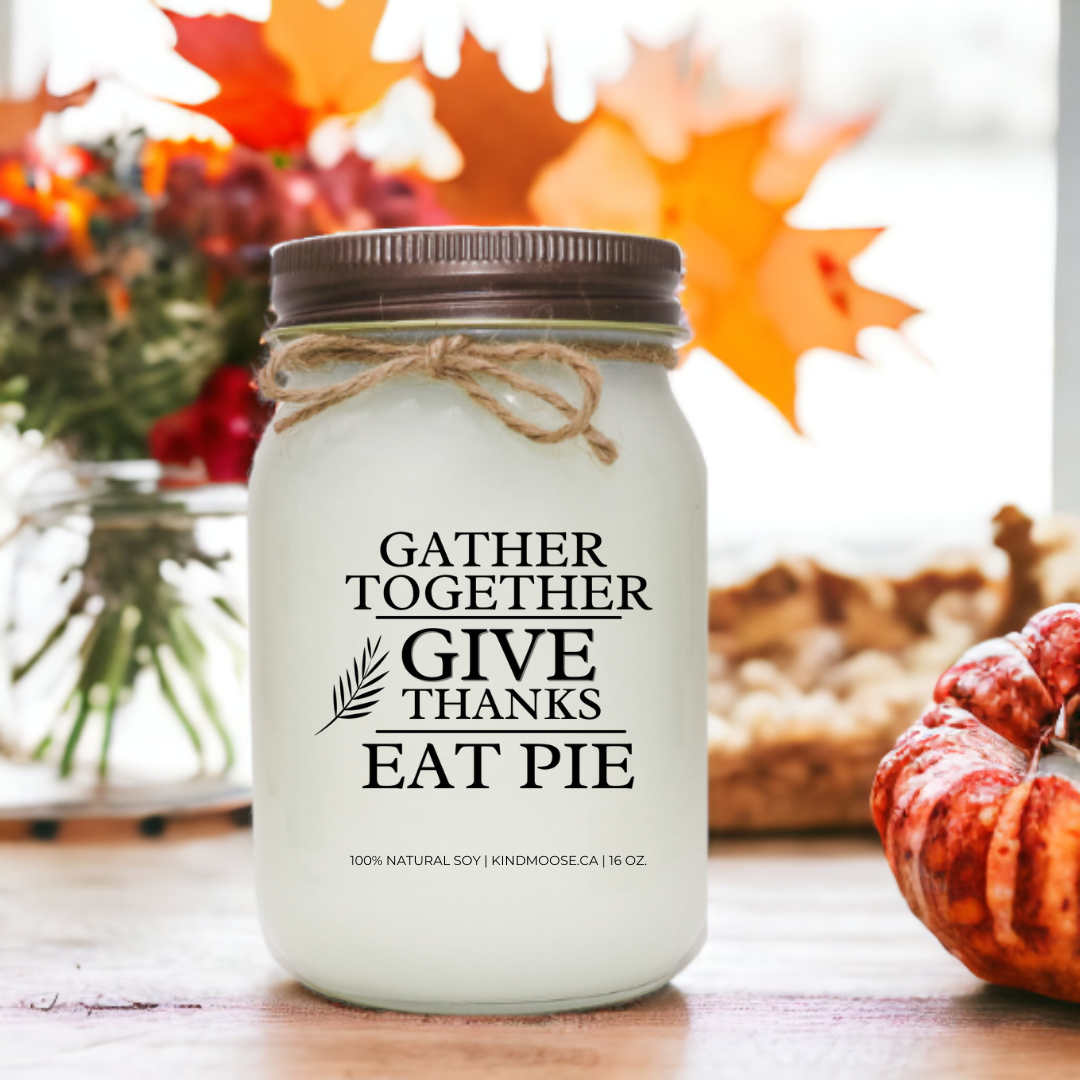 KINDMOOSE CANDLE CO 16 oz Candle Distressed Bronze / SOLD OUT - Blueberry Basil Gather Together, Give Thanks & Eat Pie