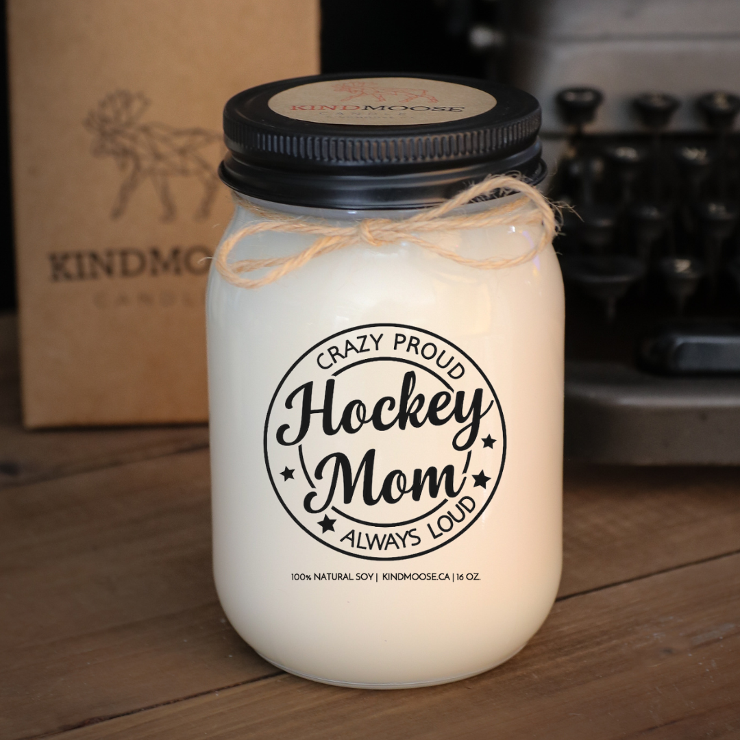 KINDMOOSE CANDLE CO 16 oz Candle Hockey Mom - Crazy Proud - Always Loud