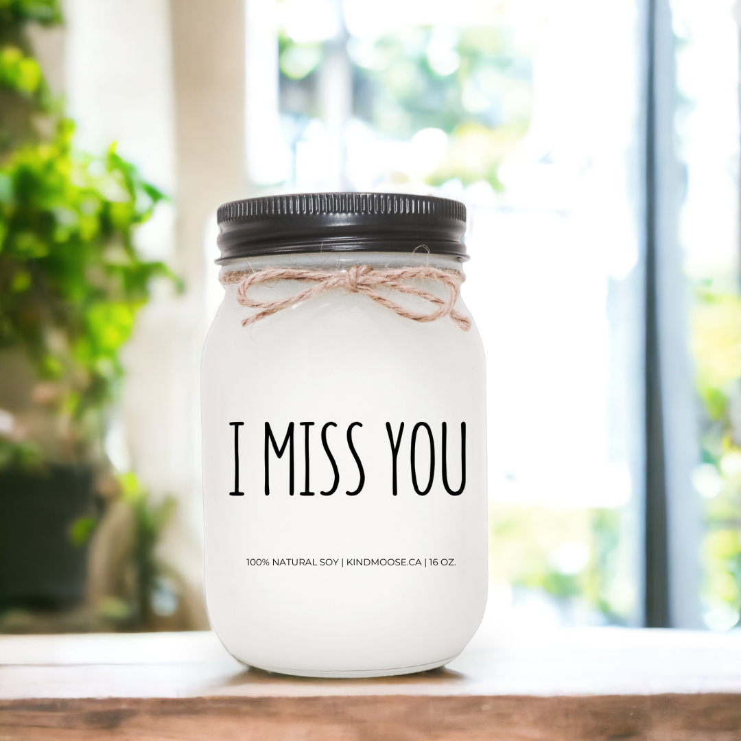 KINDMOOSE CANDLE CO 16 oz Candle I Miss You Singe AF Soy Candles, Hand poured in Orangeville, Ontario Canada