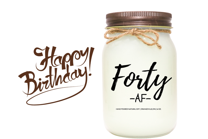 KINDMOOSE CANDLE CO 16 oz Candle 40 / Apple Pie / Distressed Bronze 30 AF  - (30, 40, 50 Birthday) Funny Birthday Candle - Soy Candles