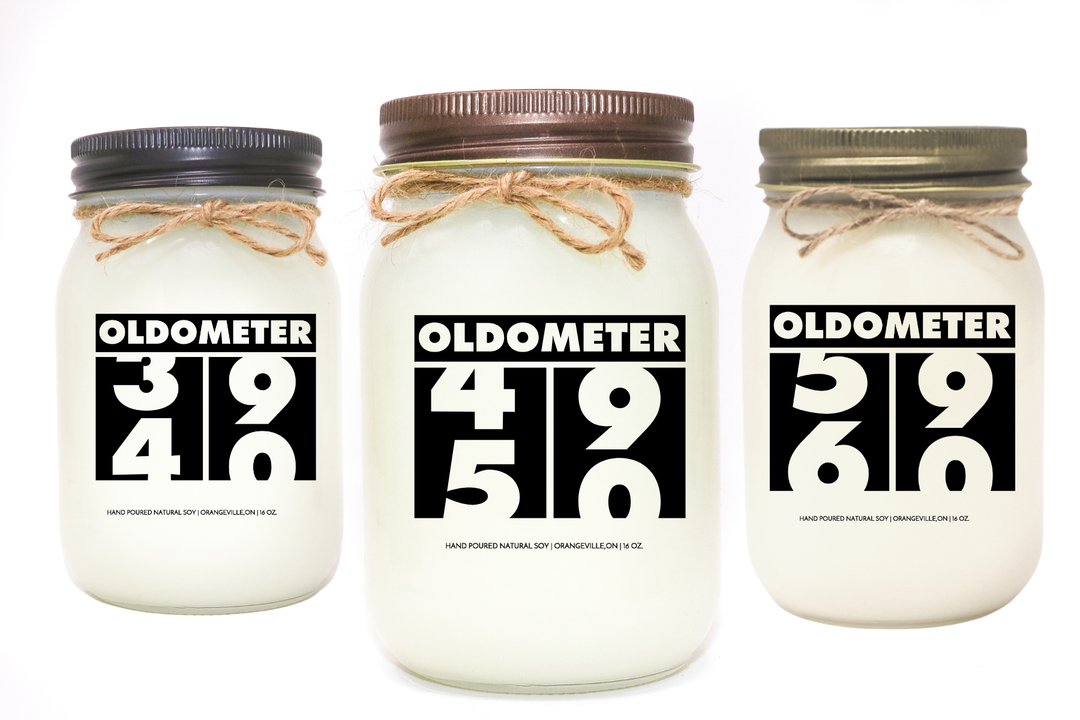 KINDMOOSE CANDLE CO 16 oz Candle Apple Pie / Black / 40th Birthday Birthday Odometer, - Celebrating 40th, 50th , 60th, 80th & 90th Birthdays