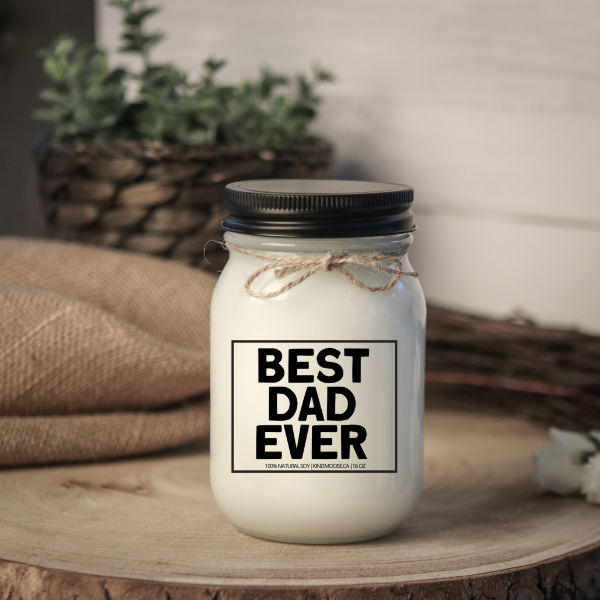 KINDMOOSE CANDLE CO 16 oz Candle Apple Pie / Black Best Dad Ever Best Dad Ever - Soy Candles, Hand poured in Orangeville, Ontario