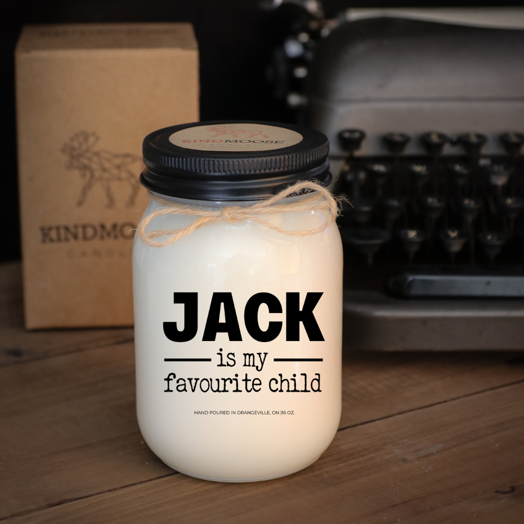 KINDMOOSE CANDLE CO 16 oz Candle Apple Pie / Black My favourite Child ( Customized) I Love You Grandma, Soy Candles hand poured in Orangeville, Ontario Canada