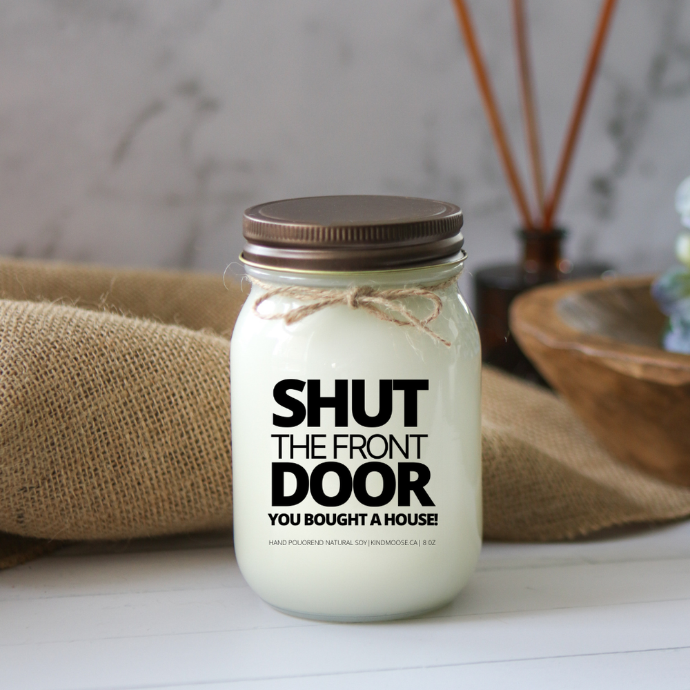 KINDMOOSE CANDLE CO 16 oz Candle Apple Pie / Distressed Bronze Shut the Front Door - You Bought a House!
