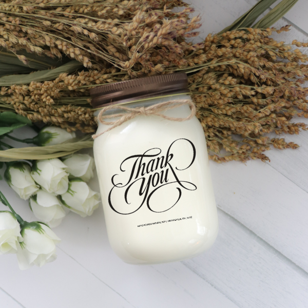 KINDMOOSE CANDLE CO 16 oz Candle Apple Pie / Distressed Bronze Thank You