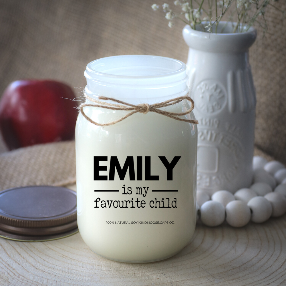KINDMOOSE CANDLE CO 16 oz Candle My favourite Child ( Customized) I Love You Grandma, Soy Candles hand poured in Orangeville, Ontario Canada