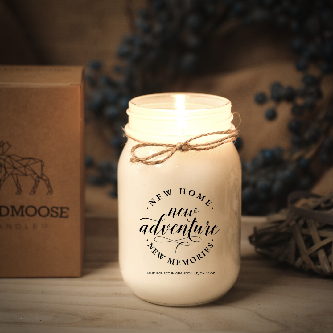 KINDMOOSE CANDLE CO 16 oz Candle New Home. New Adventure. New Memoires Happy New Home - New Home Gifts