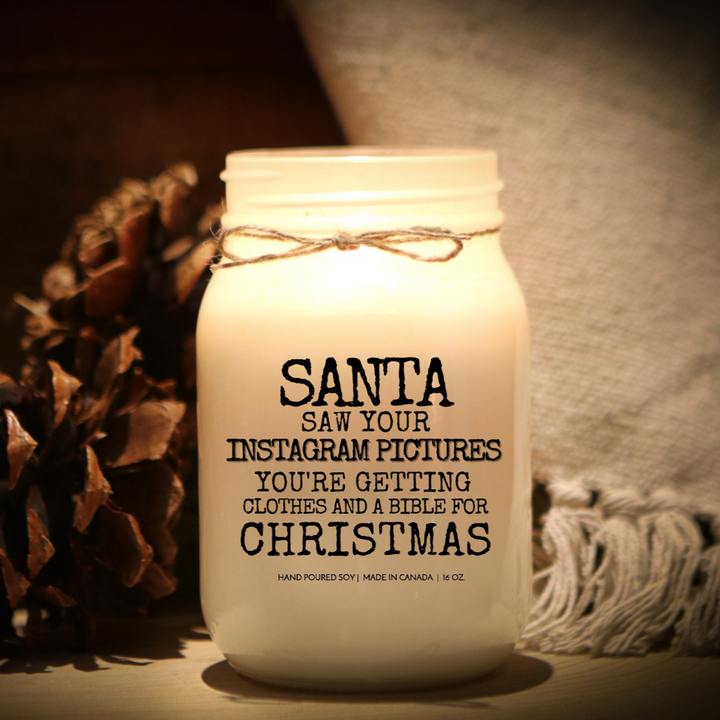 KINDMOOSE CANDLE CO 16 oz Candle Santa Saw Your Instagram KINDMOOSE Candle Co. - The Funniest Candles for the Holidays!