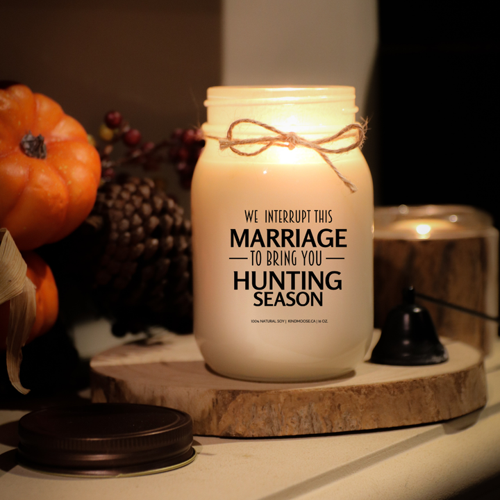 KINDMOOSE CANDLE CO 16 oz Candle We Interrupt this Marriage to Bring You Hunting Season Best Dad Ever - Soy Candles, Hand poured in Orangeville, Ontario