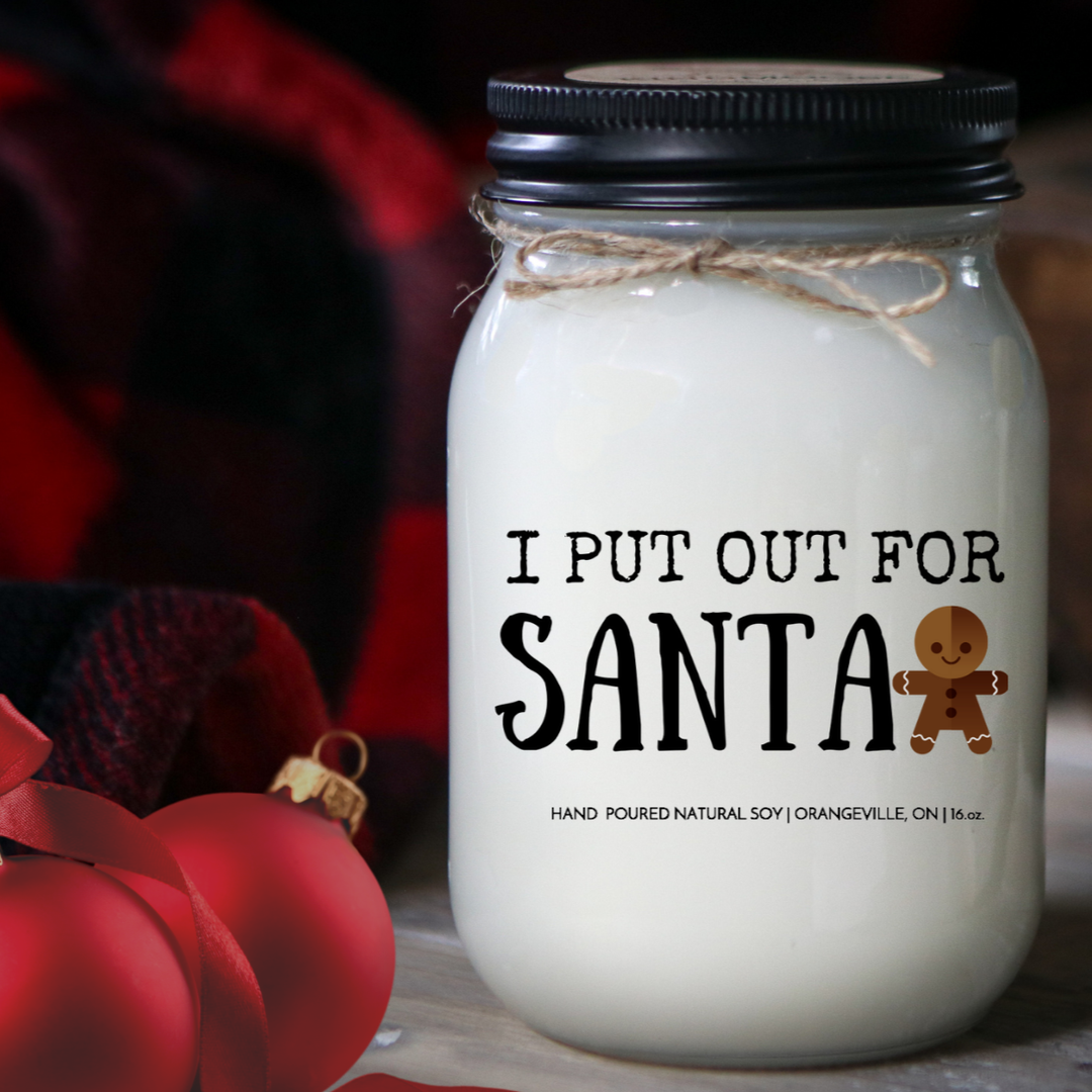 KINDMOOSE CANDLE CO 8 oz Candle Apple Pie / Distressed Bronze / 16 oz I Put Out For Santa KINDMOOSE Candle Co. - Funny Christmas Candles