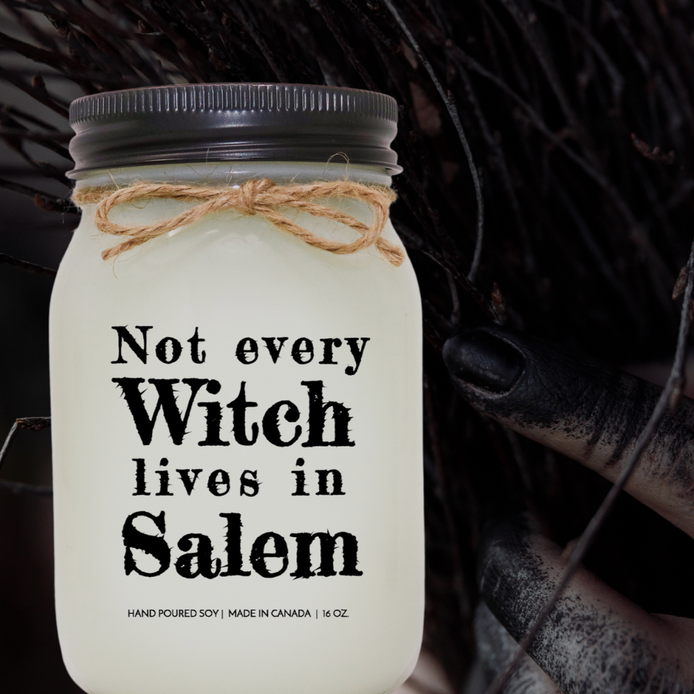 KINDMOOSE CANDLE CO 8 oz Candle Cranberry Spice / Black / 16 oz Not Every Witch Lives in Salem Not Every Witch Lives in Salem, Soy Candles Made in Orangeville Ontario