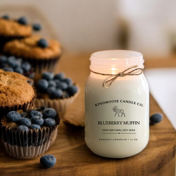 KINDMOOSE CANDLE CO BLUEBERRY MUFFIN Scented Soy Candle 16 oz