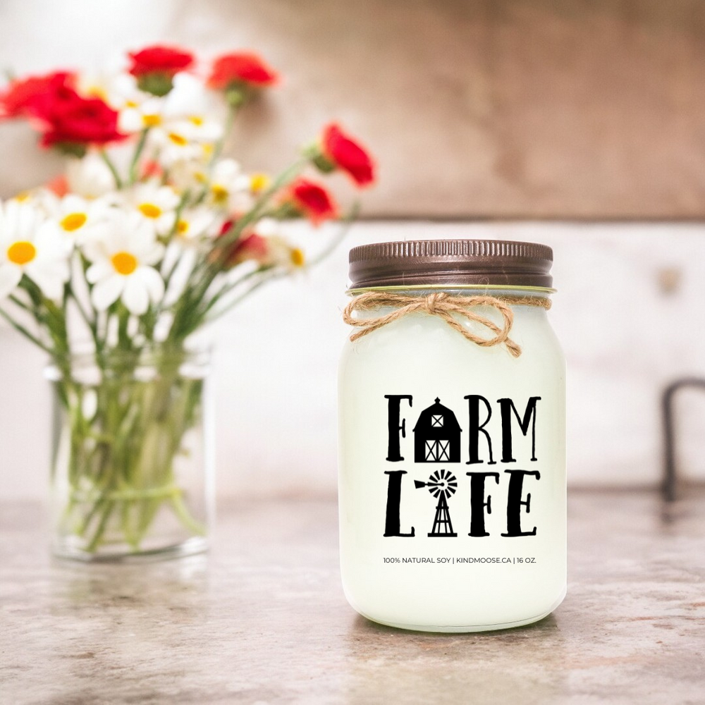 Farm Life - scented Soy Candle - Brown lid