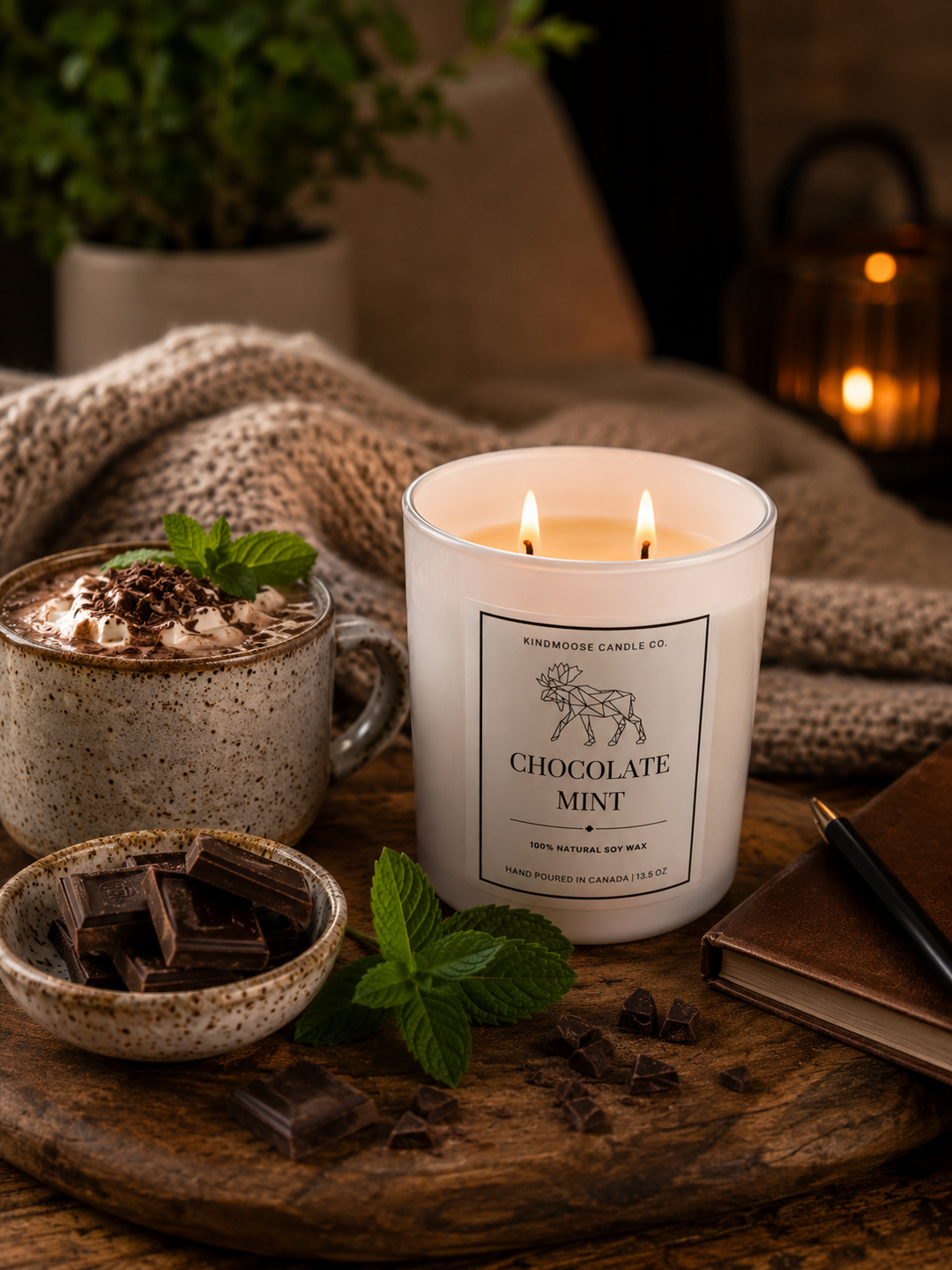 CHOCOLATE MINT - Double Wick Soy Candle