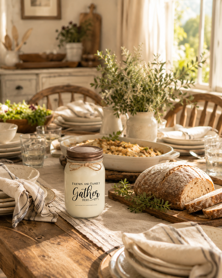 FRIENDS AND FAMILY GATHER HERE - 16oz Soy Candle