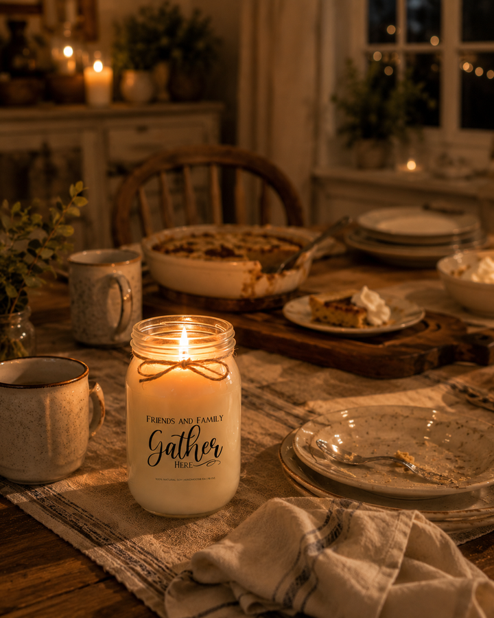 FRIENDS AND FAMILY GATHER HERE - 16oz Soy Candle