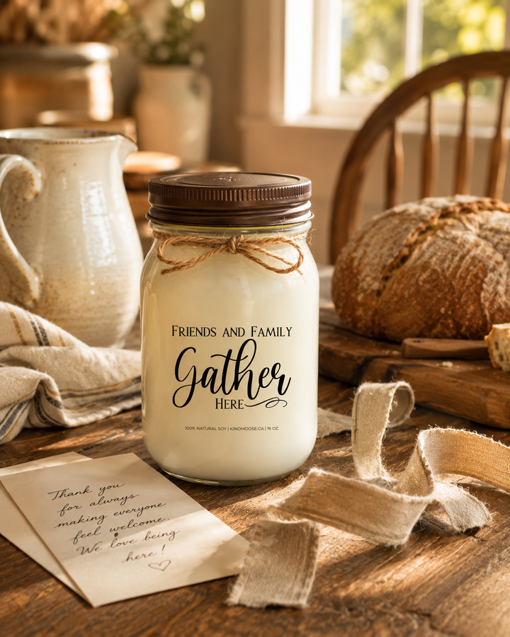 FRIENDS AND FAMILY GATHER HERE - 16oz Soy Candle