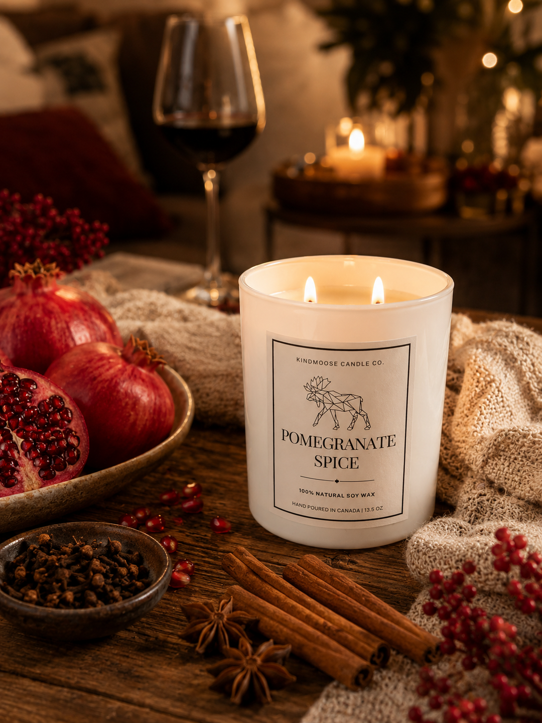 POMEGRANATE SPICE - Double Wick Soy Candle