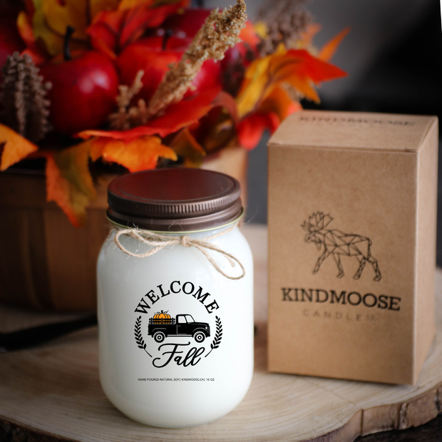 KINDMOOSE CANDLE CO 16 oz Candle Apple Pie / Distressed Bronze Welcome Fall KINDMOOSE Candle Co. - The Most Natural Fall Candles
