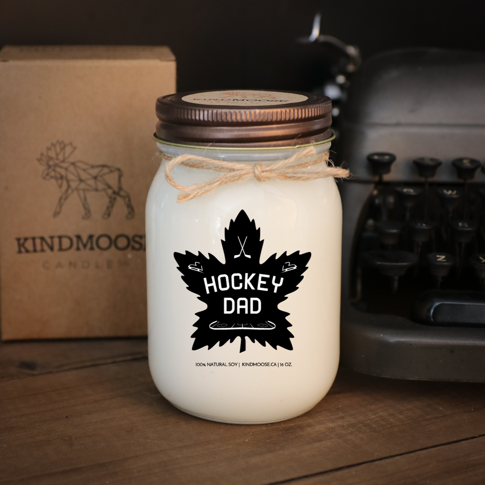 KINDMOOSE CANDLE CO 16 oz Candle Distressed Bronze / Apple Pie Hockey Dad