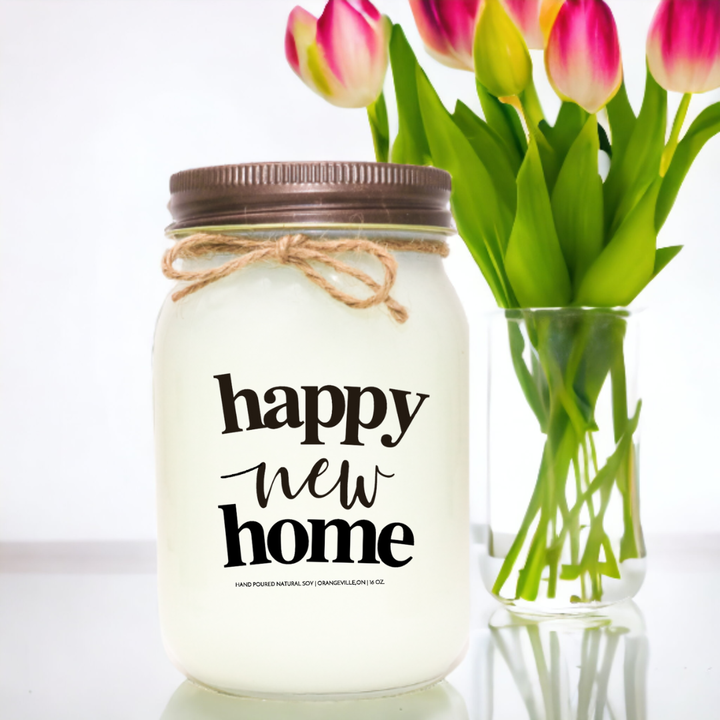 16 oz Soy  Candle -Happy New Home Happy New Home -Mason Jar Candle - Distressed Bronze Lid