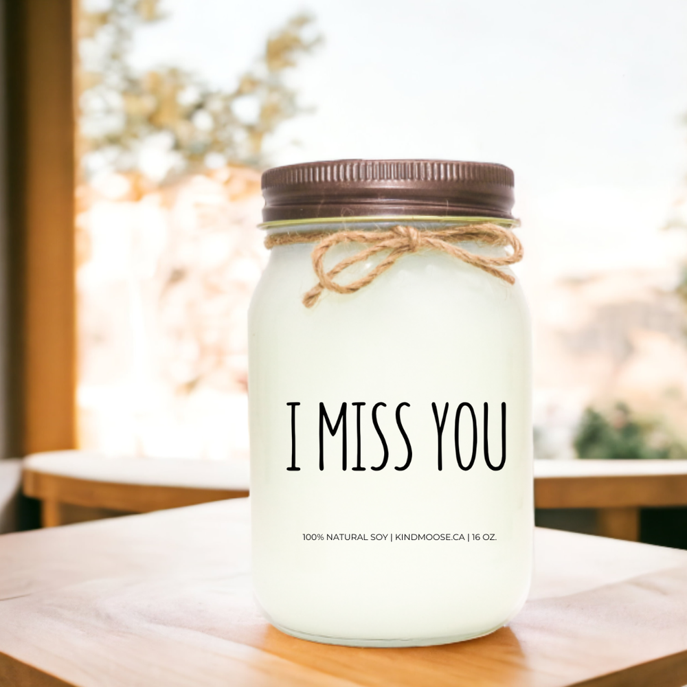 KINDMOOSE CANDLE CO 16 oz Candle I Miss You Singe AF Soy Candles, Hand poured in Orangeville, Ontario Canada