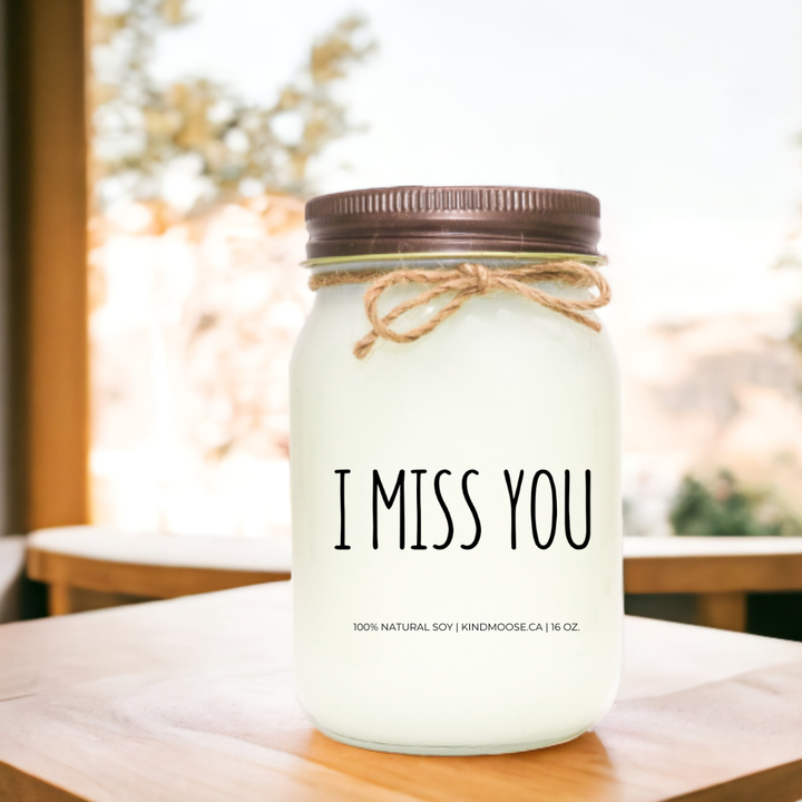 KINDMOOSE CANDLE CO 16 oz Candle I Miss You Singe AF Soy Candles, Hand poured in Orangeville, Ontario Canada