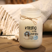 KINDMOOSE CANDLE CO 16 oz Candle Knitting Is My Therapy I Love You Grandma, Soy Candles hand poured in Orangeville, Ontario Canada