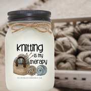 KINDMOOSE CANDLE CO 16 oz Candle Knitting Is My Therapy I Love You Grandma, Soy Candles hand poured in Orangeville, Ontario Canada