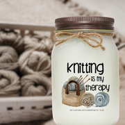 KINDMOOSE CANDLE CO 16 oz Candle Knitting Is My Therapy I Love You Grandma, Soy Candles hand poured in Orangeville, Ontario Canada