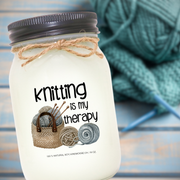 KINDMOOSE CANDLE CO 16 oz Candle Knitting Is My Therapy I Love You Grandma, Soy Candles hand poured in Orangeville, Ontario Canada