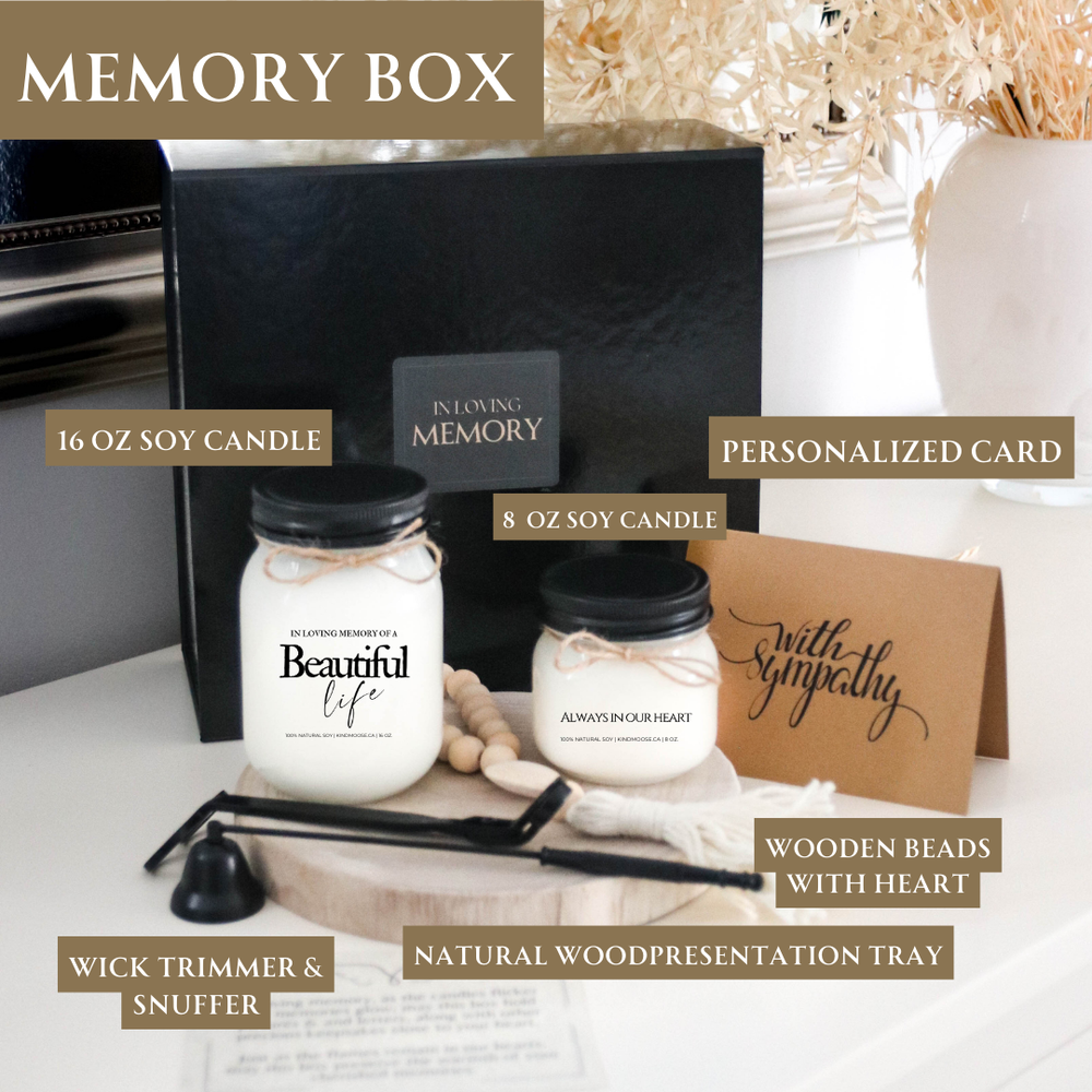 KINDMOOSE CANDLE CO 16 oz Candle Memorial Gift Box Memorial Gift Box,  100% Natural Soy Candles Canada
