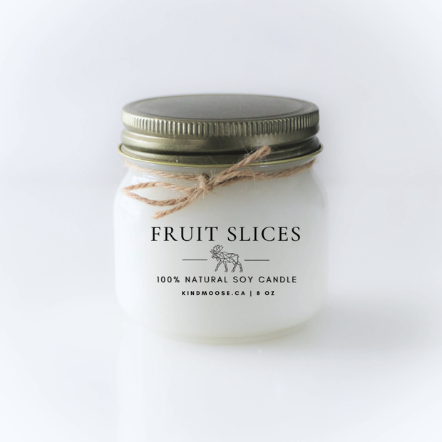 KINDMOOSE CANDLE CO 8 oz Candle FRUIT SLICES (8 oz) FRUIT SLICES 100% NATURAL SOY CANDLES CANADA