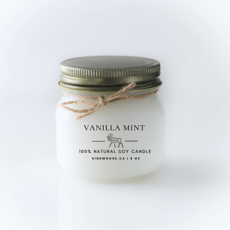 KINDMOOSE CANDLE CO 8 OZ VANILLA MINT 8 oz Vanilla Mint Soy Candles - KINDMOOSE Candle Co.