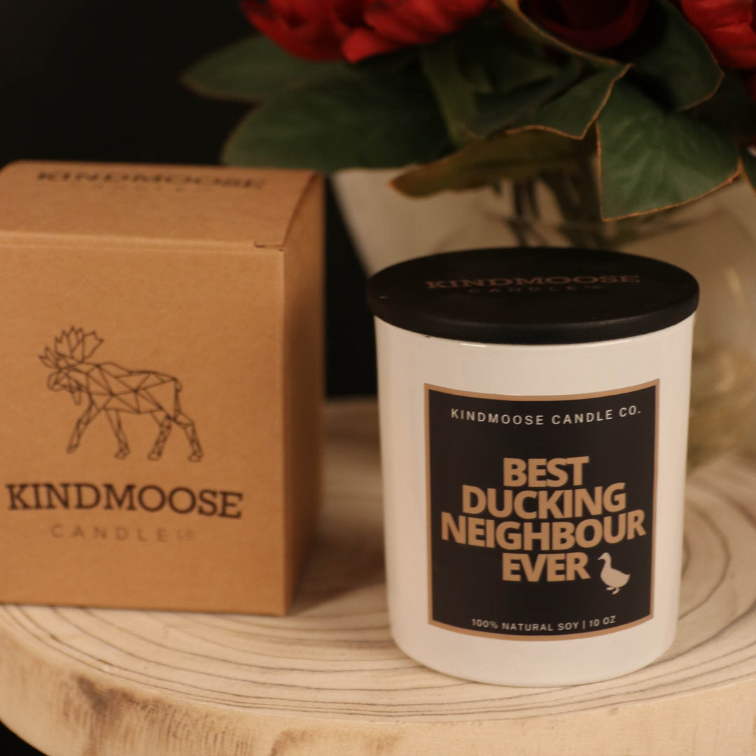  KINDMOOSE CANDLE Co. Inc. Pumpkin Bourbon Best Ducking Neighbour (10 oz) Thank you Gifts for Neigbours (10 oz) - KINDMOOSE Candle Co.