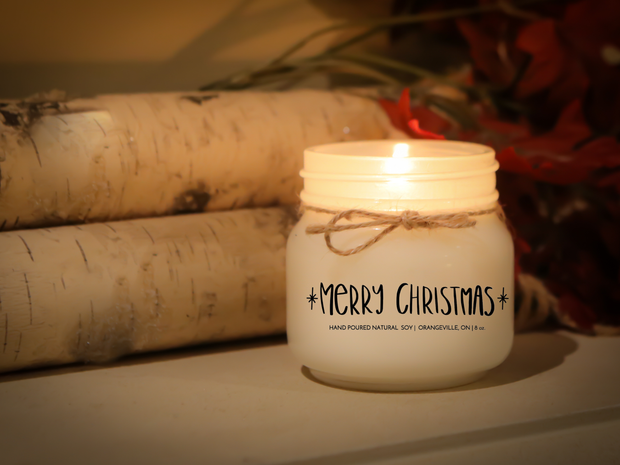 KINDMOOSE CANDLE CO 8 oz Candle Merry Christmas* Customized Christmas Soy Candles.  Han-poured in Orangeville, Ontario Canada