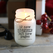 KINDMOOSE CANDLE CO 16 oz Candle 12 New Chapters, 365 New Pages 12 New Chapters, 365 New Pages, Inspirational Soy Candles, made in Canada