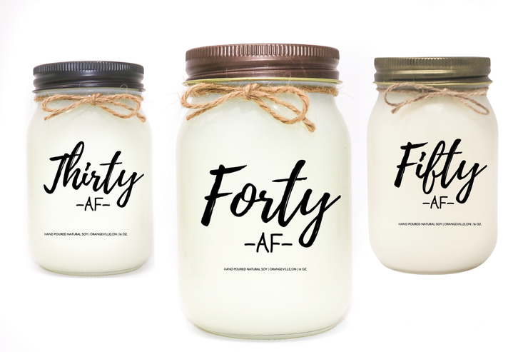 KINDMOOSE CANDLE CO 16 oz Candle 30 AF  - (30, 40, 50 Birthday) Funny Birthday Candle - Soy Candles