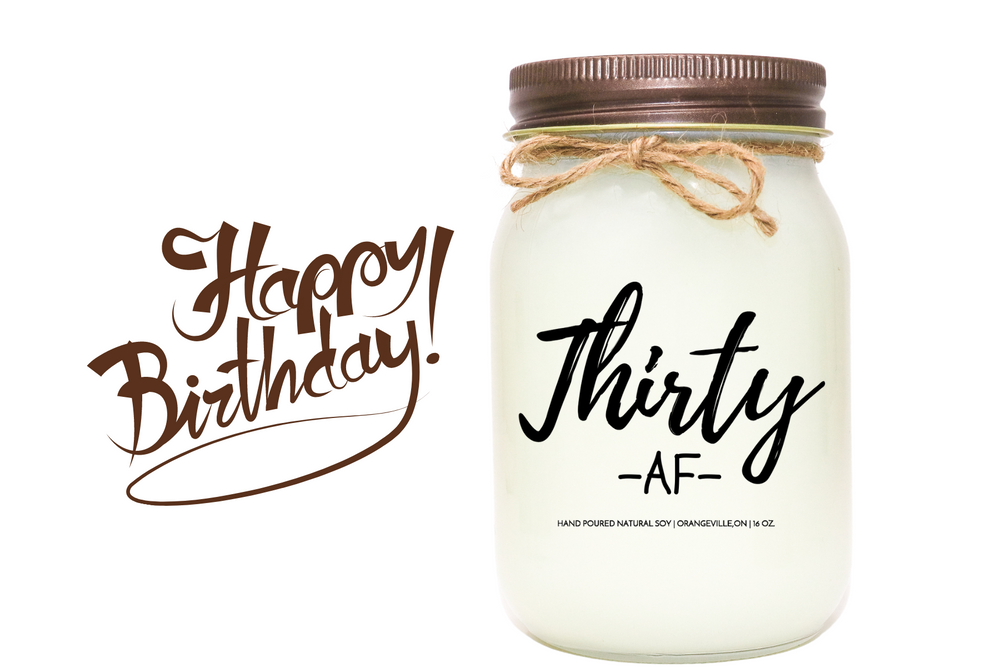 KINDMOOSE CANDLE CO 16 oz Candle 30 / Apple Pie / Distressed Bronze 30 AF  - (30, 40, 50 Birthday) Funny Birthday Candle - Soy Candles
