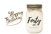 KINDMOOSE CANDLE CO 16 oz Candle 40 / Apple Pie / Antique Gold 30 AF  - (30, 40, 50 Birthday) Funny Birthday Candle - Soy Candles