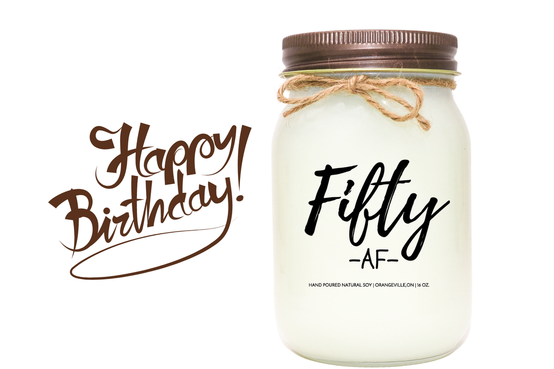 KINDMOOSE CANDLE CO 16 oz Candle 50 / Apple Pie / Distressed Bronze 30 AF  - (30, 40, 50 Birthday) Funny Birthday Candle - Soy Candles