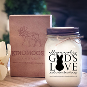 KINDMOOSE CANDLE CO 16 oz Candle All You Need Is God's Love and Chocolate Bunny Soy Candles For Easter - Shop Local