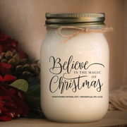 KINDMOOSE CANDLE CO 16 oz Candle Apple Harvest / Antique Gold Believe In the Magic of Christmas Believe In the Magic of Christmas, Hand poured Soy Candles Orangeville, Ontario