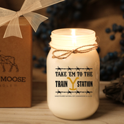 KINDMOOSE CANDLE CO 16 oz Candle Apple Harvest Take em to the train station Happy New Year! 2021.  What could Possibly Go Wrong?