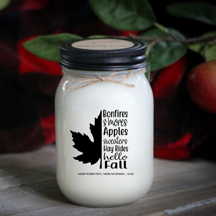 KINDMOOSE CANDLE CO 16 oz Candle Apple Pie / Black Bonfires, S'mores, Apples Sweaters, Hay Rides, Hello Fall Bonfires, S'mores, Apples Sweaters, Hay Rides, Hello Fall, Fall Soy Candles, Made In Orangeville, Ontario
