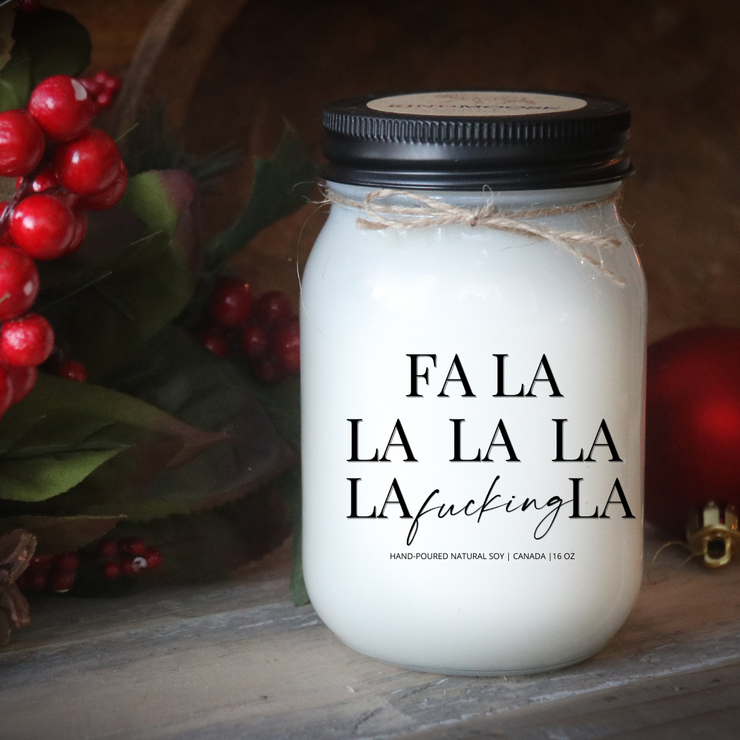 KINDMOOSE CANDLE CO 16 oz Candle Apple Pie / Black Fa La La La La F-ing La Baby It's Cold Outside -Soy Candles Orangeville, Ontario
